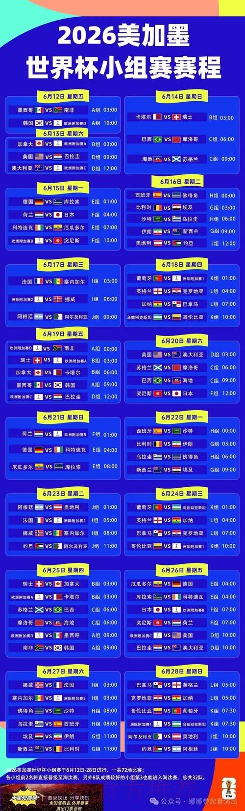 2026世界杯足球直播时间安排 2026世界杯足球直播时间安排